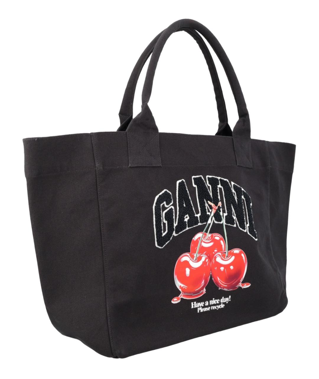 GANNI Черная хлопковая сумка тоут, фото 3