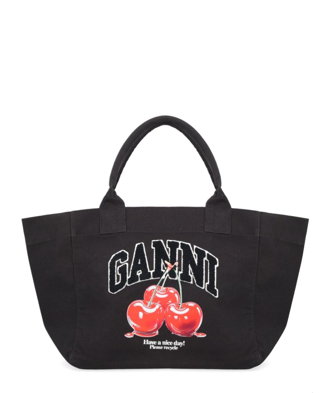 GANNI Черная хлопковая сумка тоут, фото 1