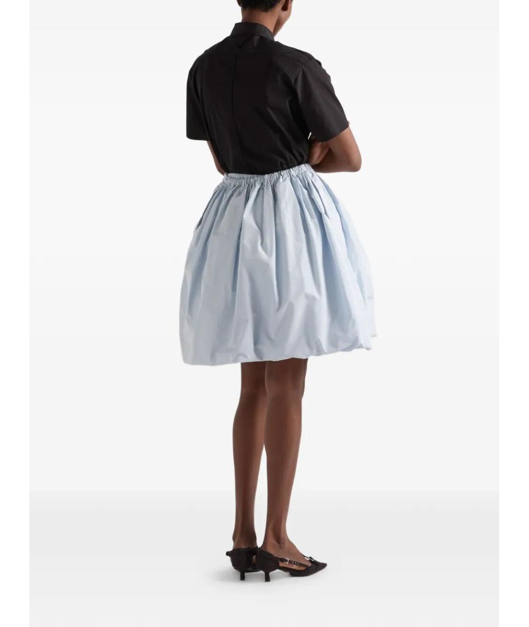 PRADA Голубая шелковая юбка мини, фото 4