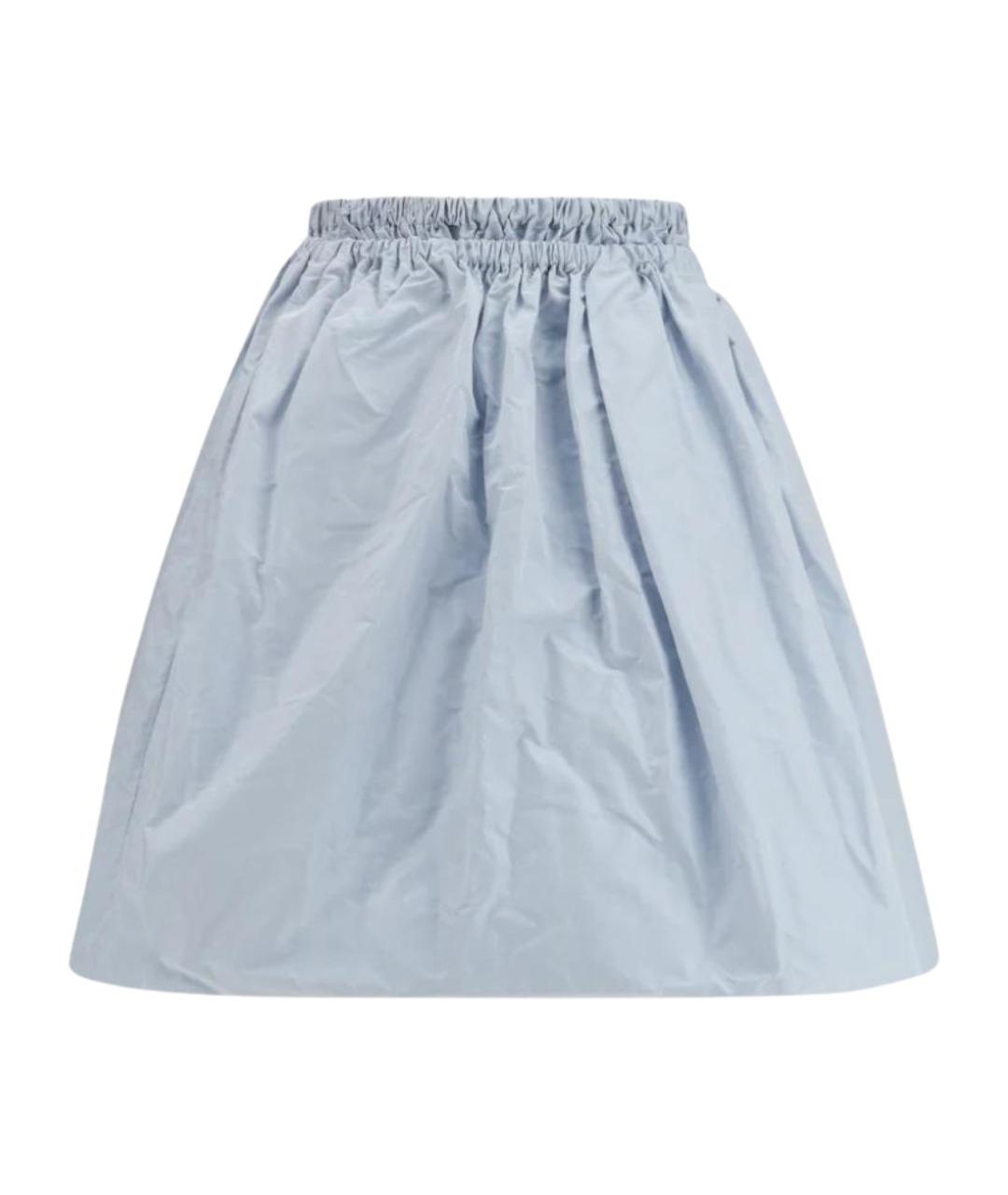 PRADA Голубая шелковая юбка мини, фото 1