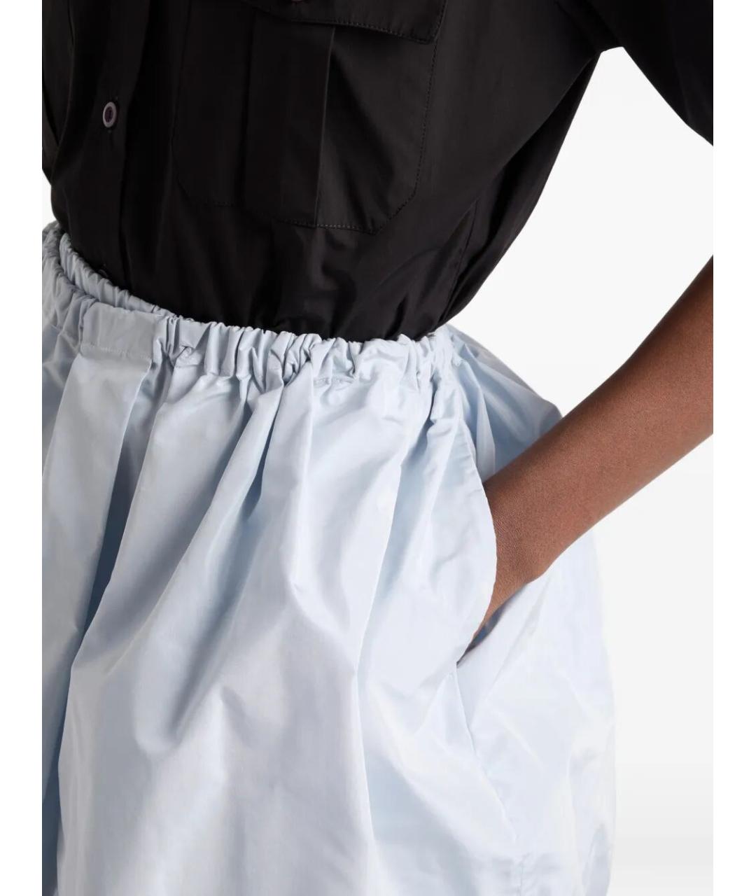 PRADA Голубая шелковая юбка мини, фото 6