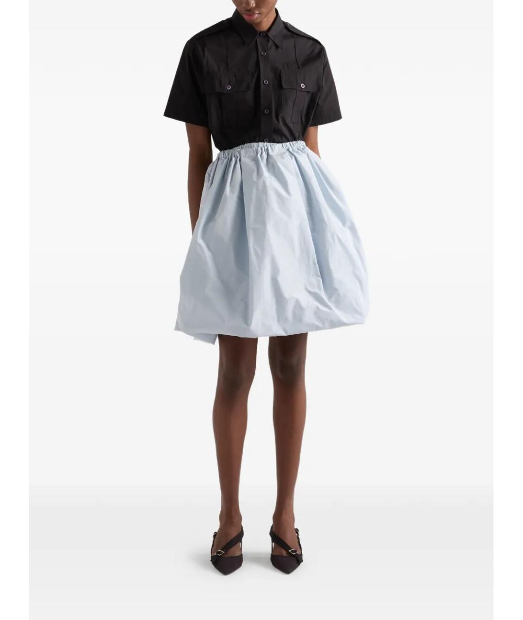 PRADA Голубая шелковая юбка мини, фото 5