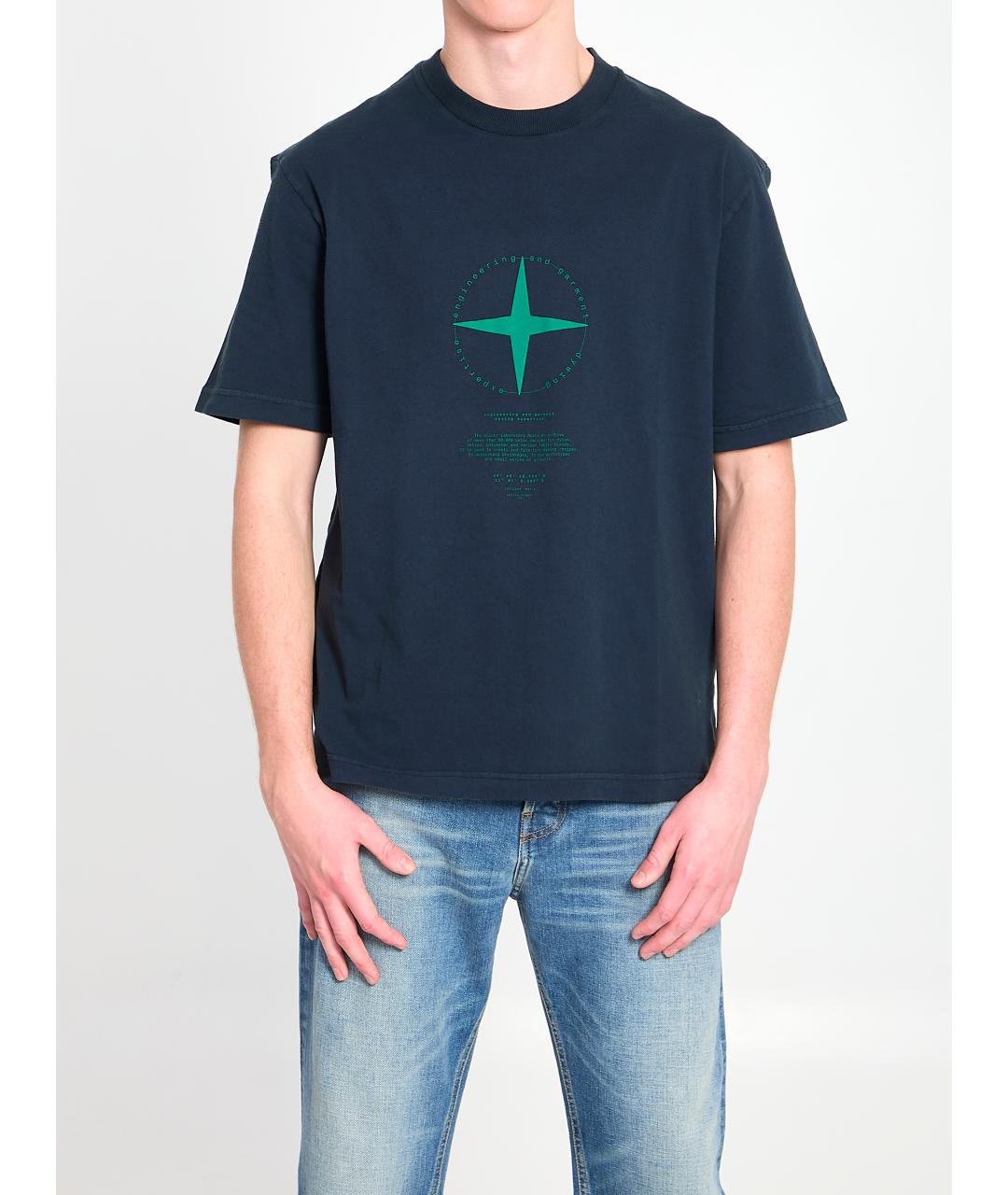 STONE ISLAND Синяя хлопковая футболка, фото 5