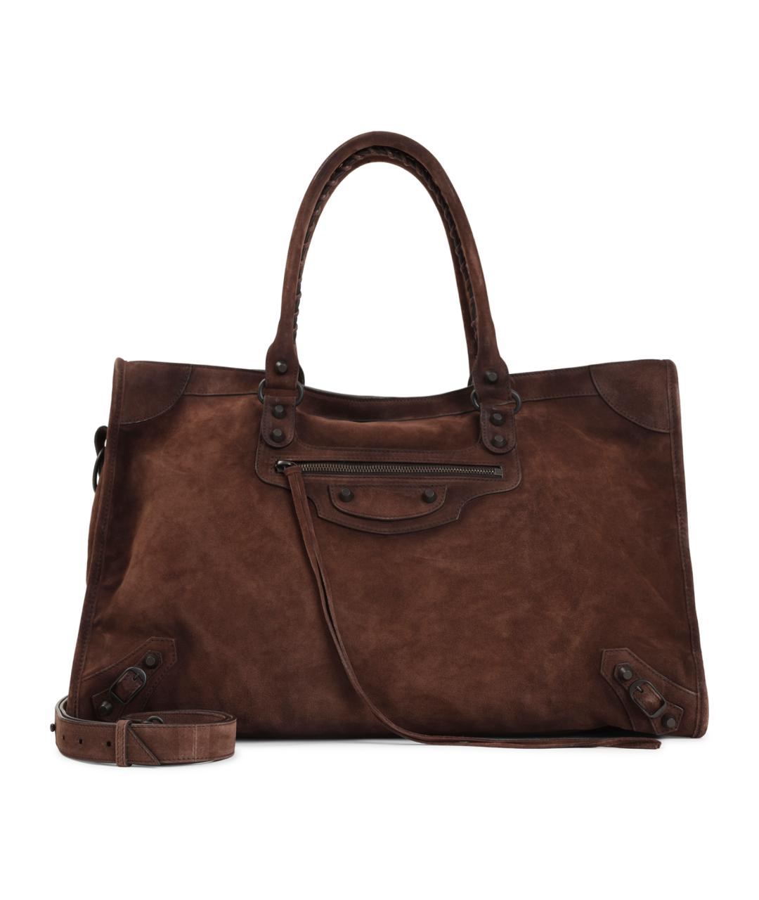 BALENCIAGA Коричневая кожаная сумка тоут, фото 2