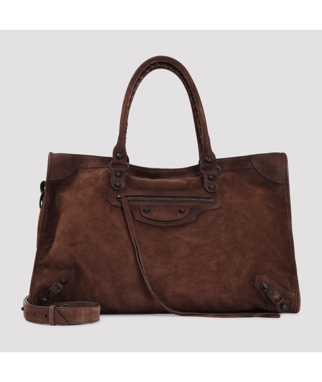 BALENCIAGA Коричневая кожаная сумка тоут, фото 4