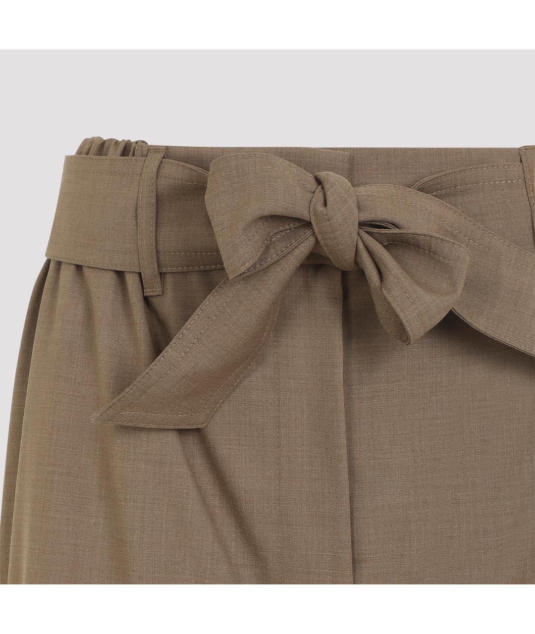 MAX MARA Коричневые шерстяные прямые брюки, фото 3