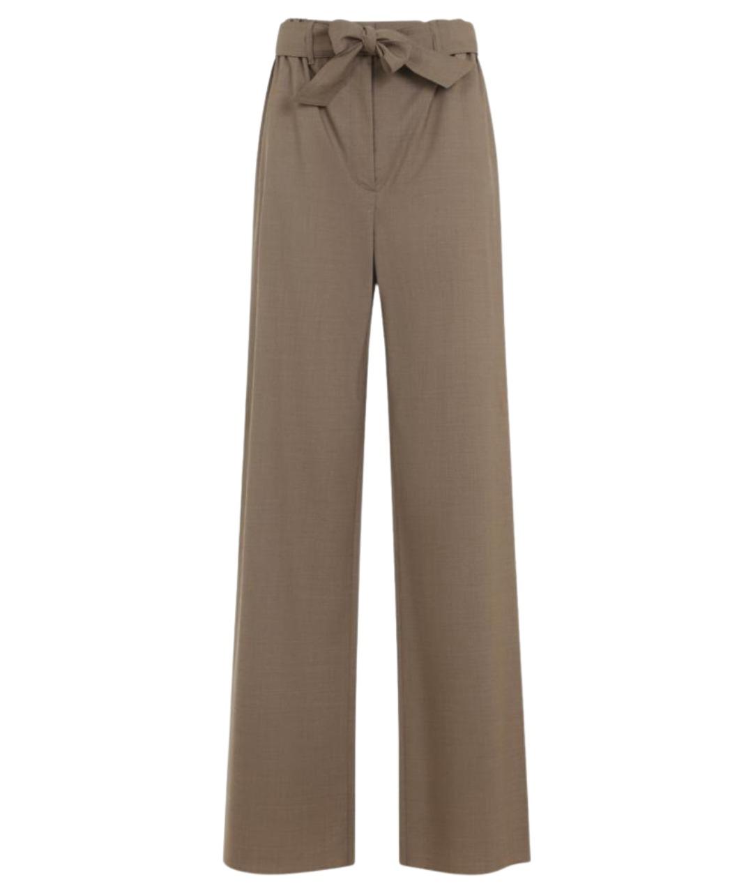 MAX MARA Коричневые шерстяные прямые брюки, фото 1