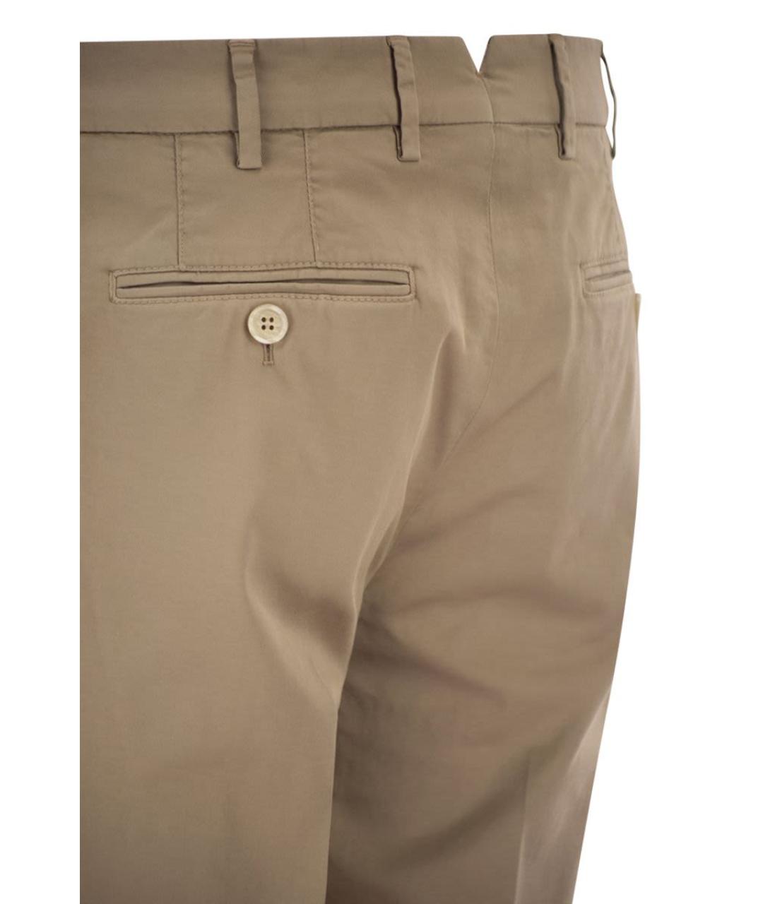 BRUNELLO CUCINELLI Бежевые хлопковые повседневные брюки, фото 4