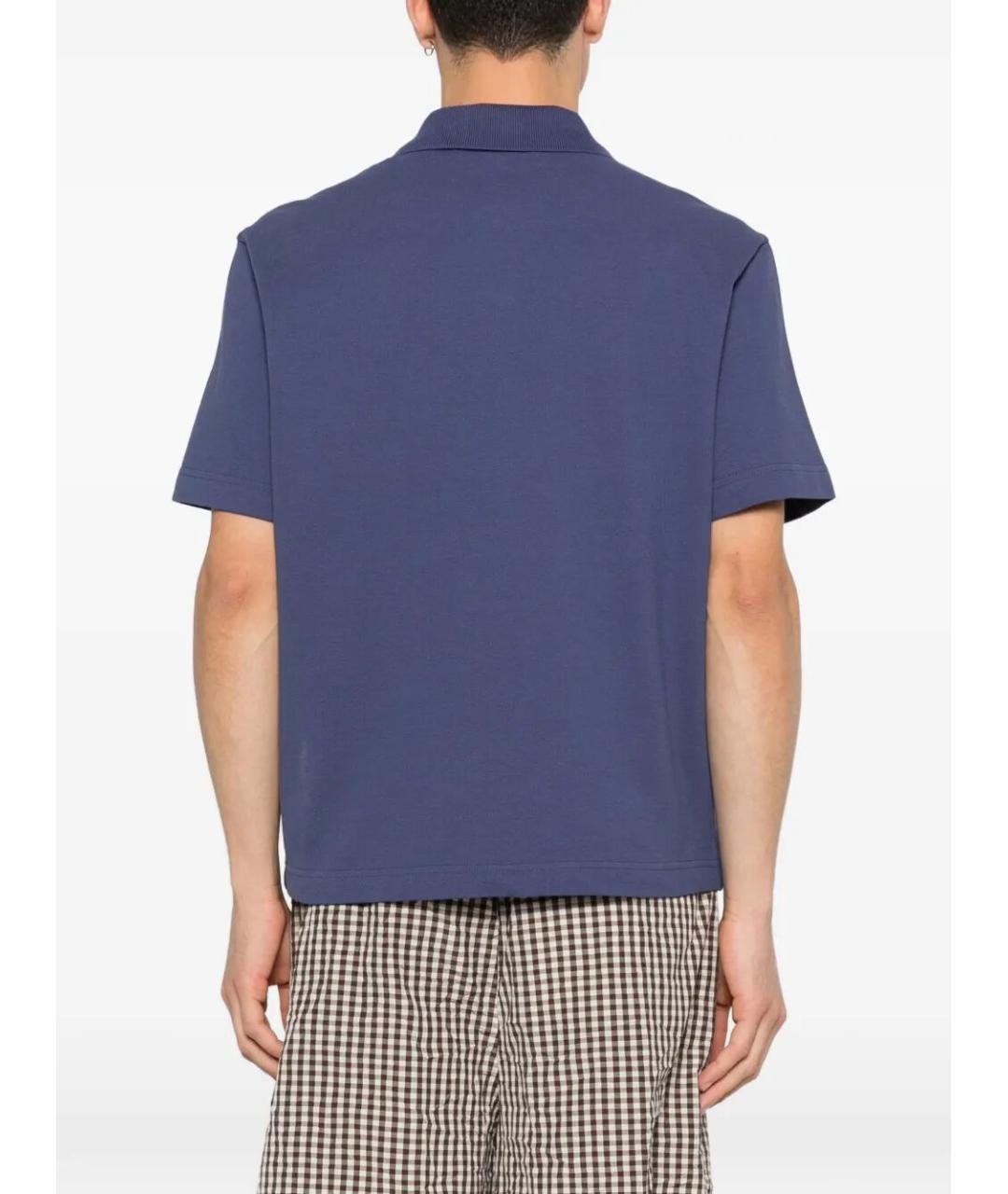 MONCLER Синее хлопковое поло с коротким рукавом, фото 3