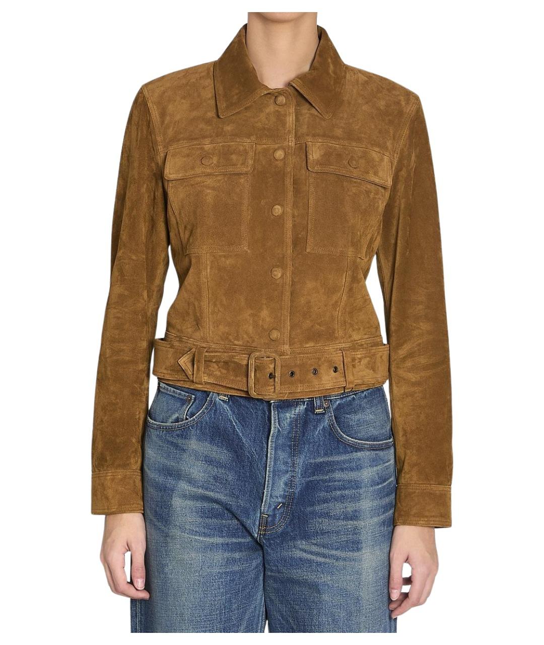 SAINT LAURENT Коричневая замшевая куртка, фото 1