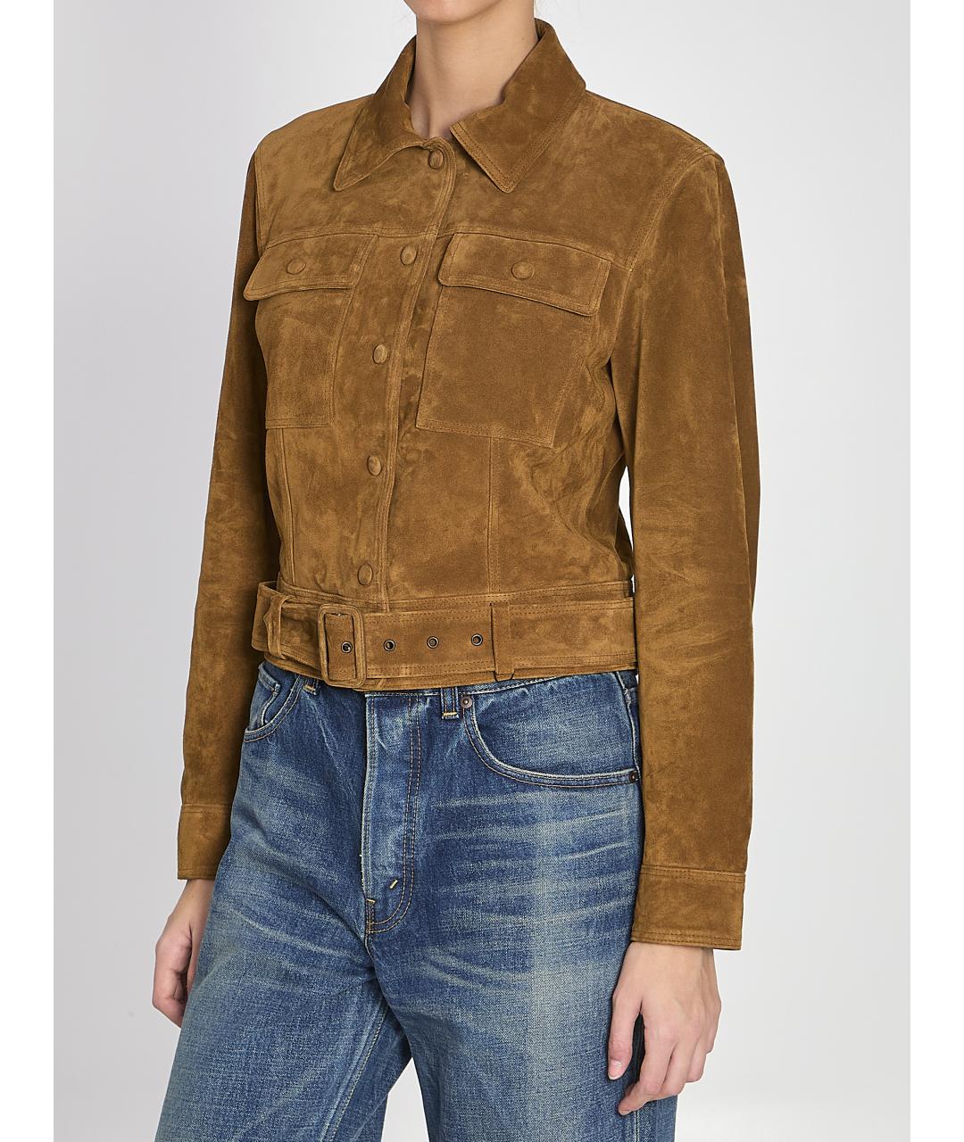 SAINT LAURENT Коричневая замшевая куртка, фото 2