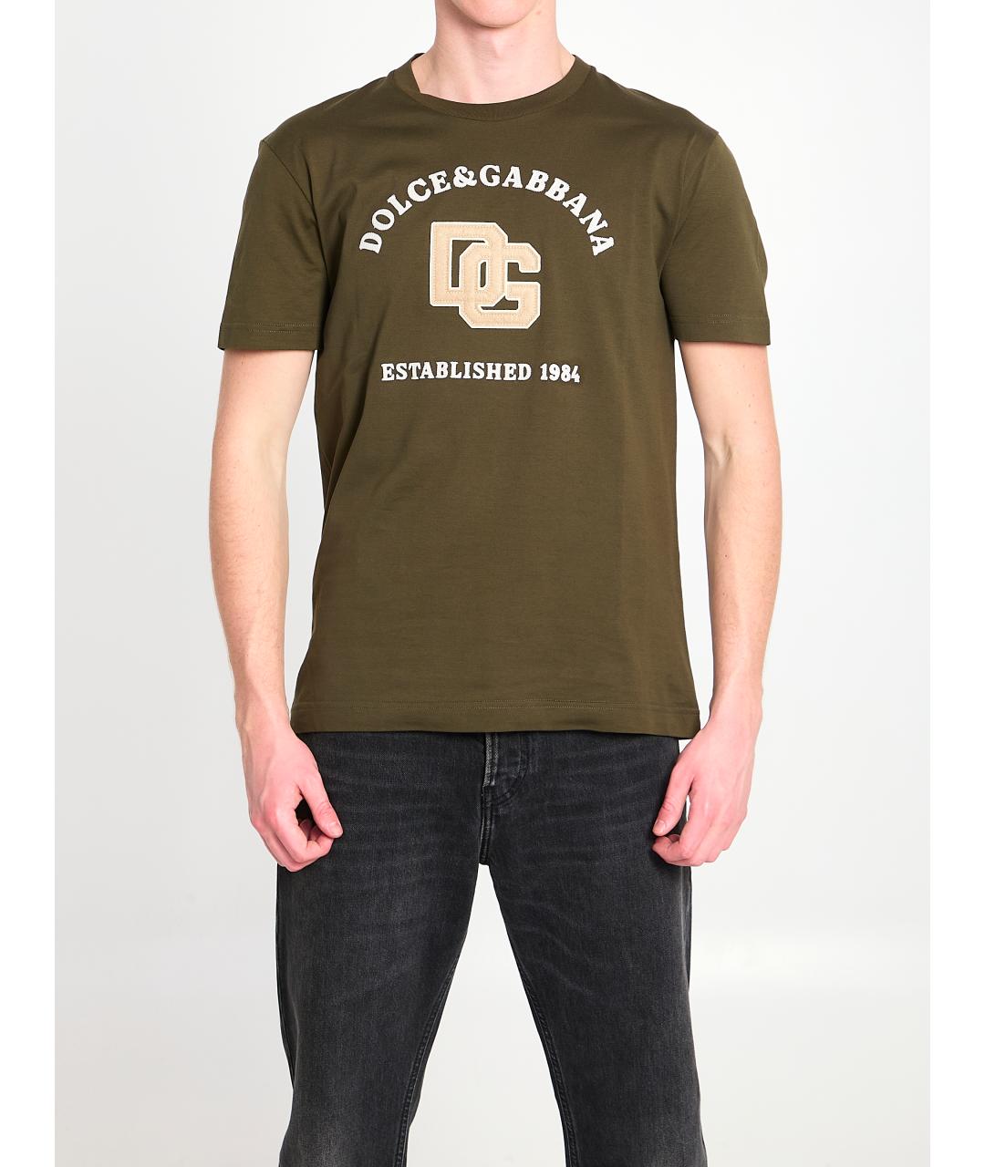 DOLCE&GABBANA Зеленая хлопковая футболка, фото 2