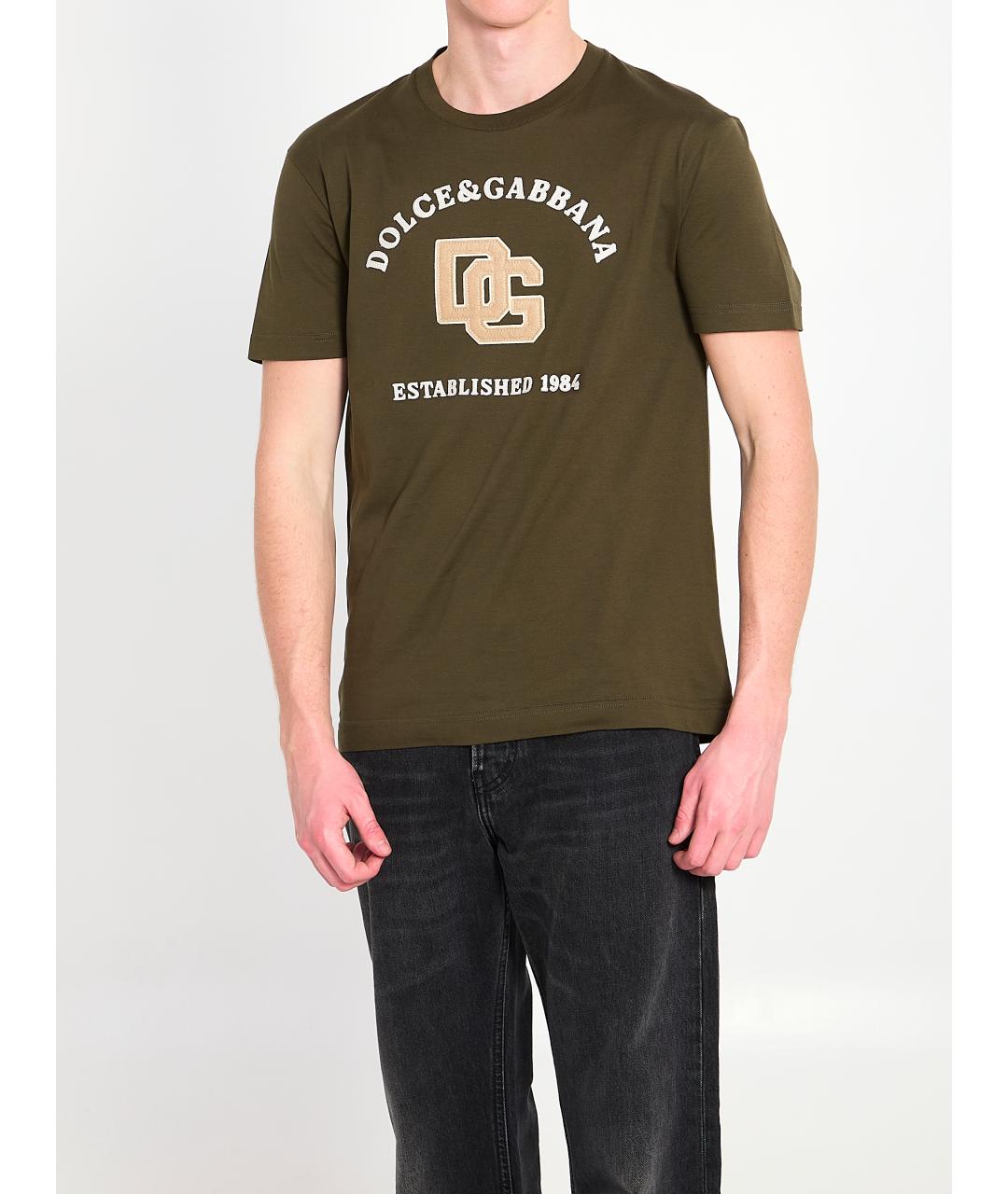 DOLCE&GABBANA Зеленая хлопковая футболка, фото 3