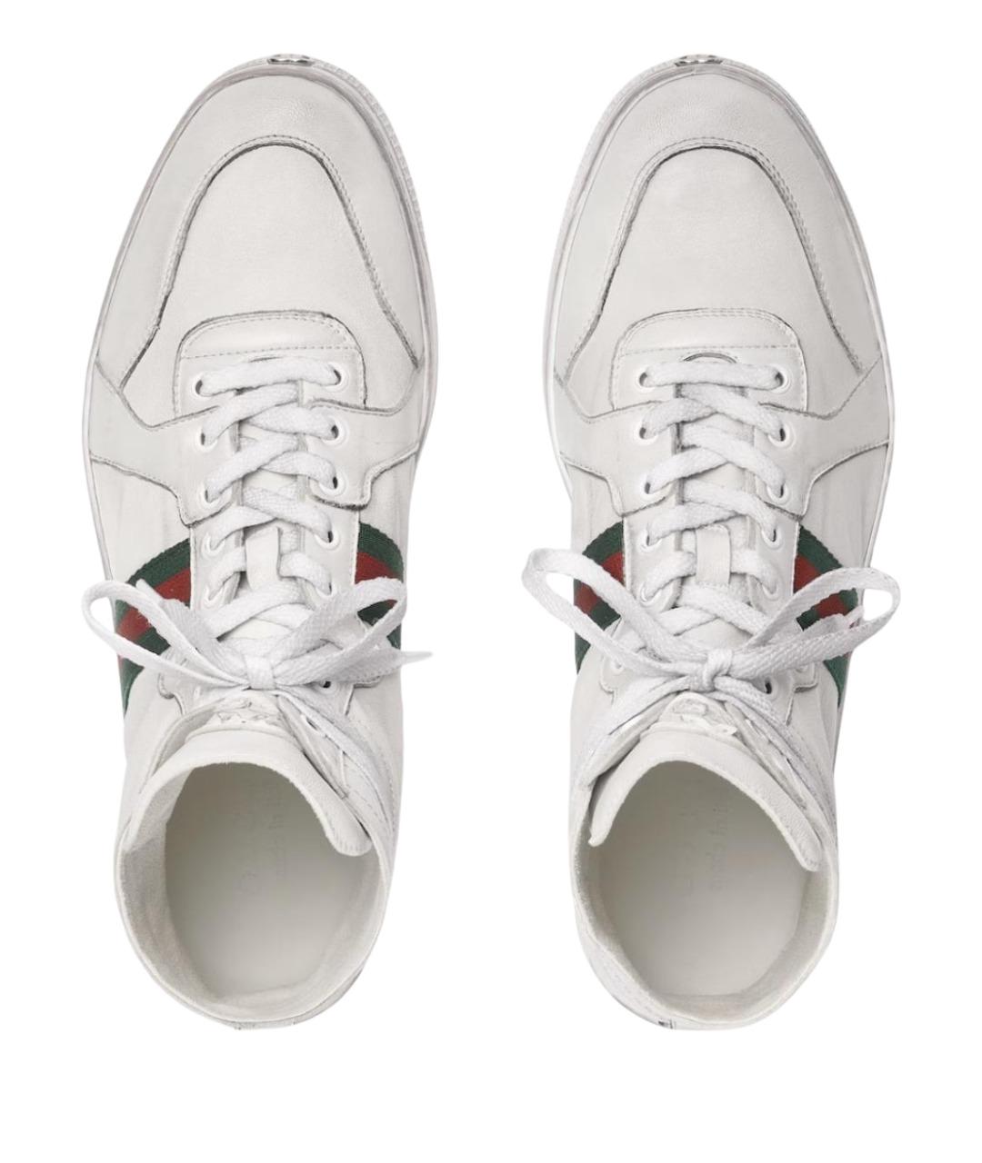 GUCCI Белые кожаные высокие кроссовки / кеды, фото 4