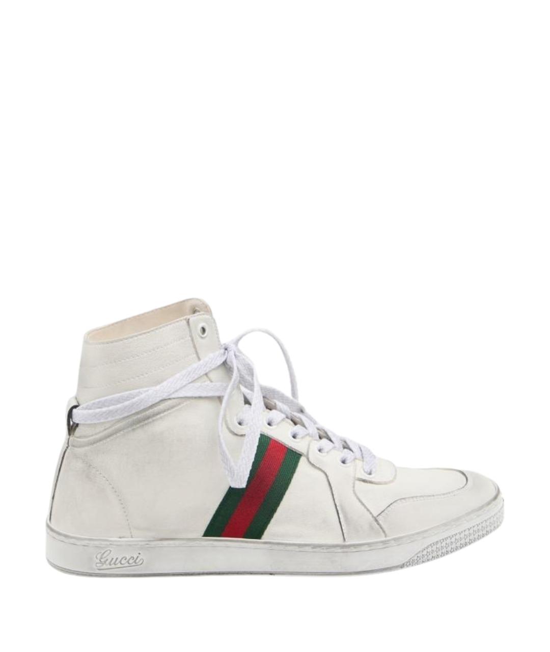 GUCCI Белые кожаные высокие кроссовки / кеды, фото 1