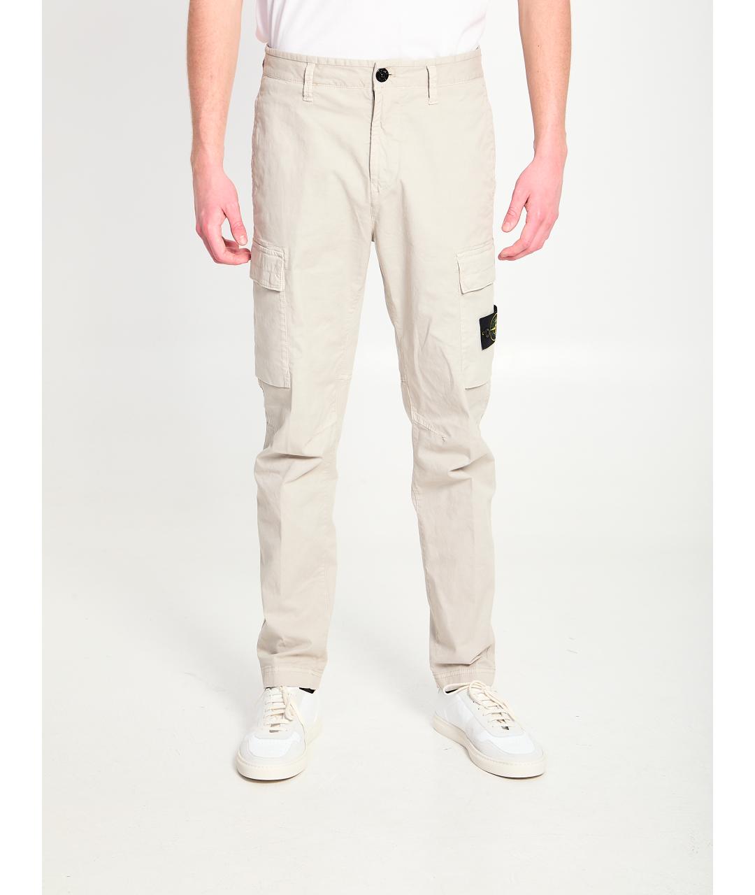 STONE ISLAND Бежевые хлопковые повседневные брюки, фото 5