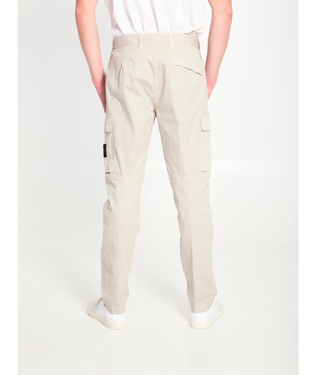 STONE ISLAND Бежевые хлопковые повседневные брюки, фото 4