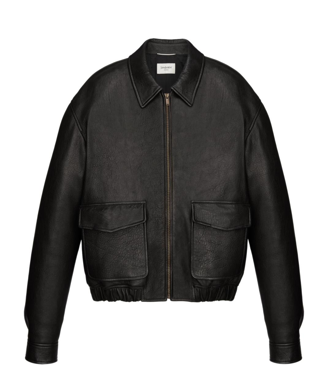 SAINT LAURENT Черная кожаная куртка, фото 1