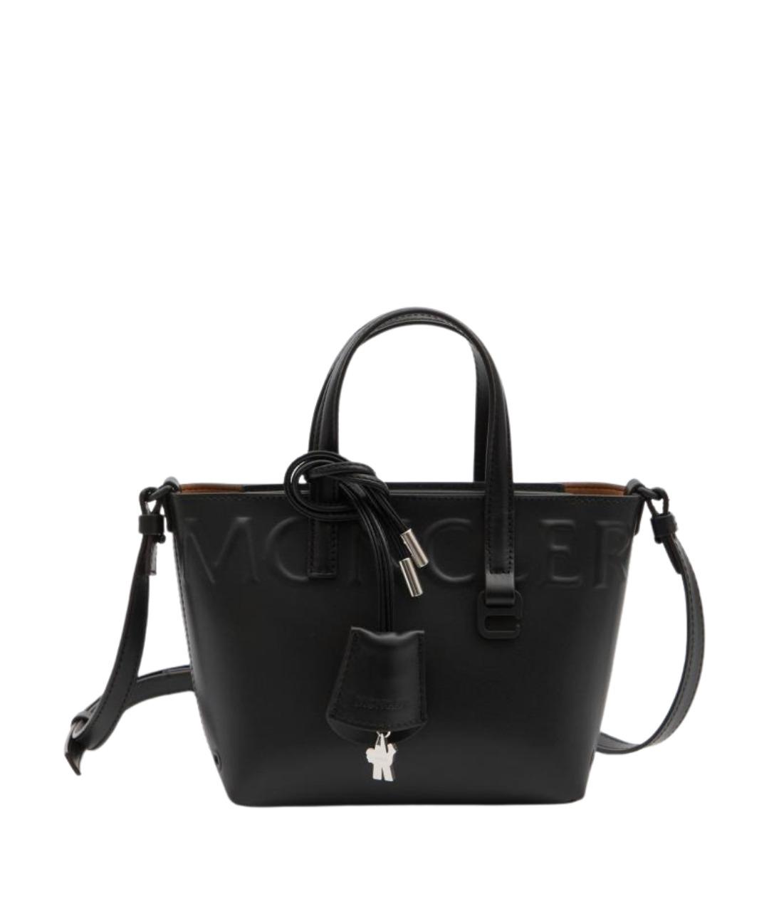 MONCLER Черная кожаная сумка тоут, фото 1