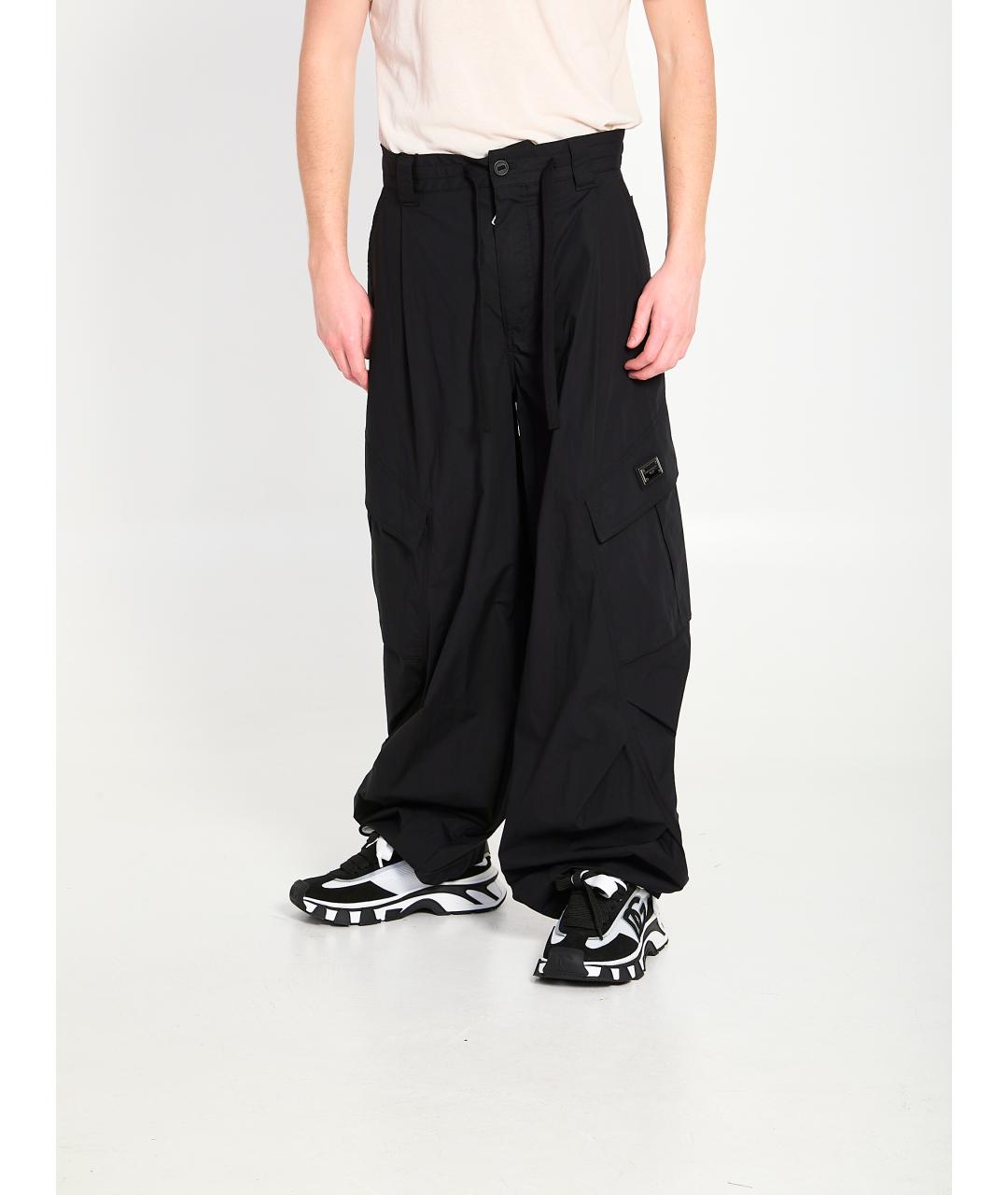 DOLCE&GABBANA Черные хлопковые повседневные брюки, фото 2