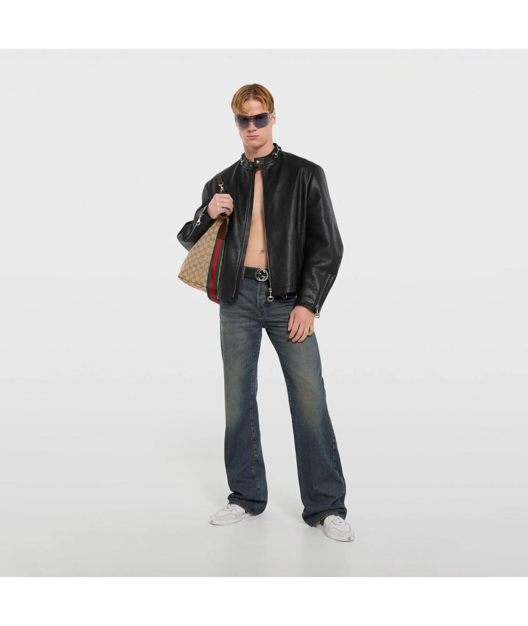 GUCCI Черная кожаная куртка, фото 2