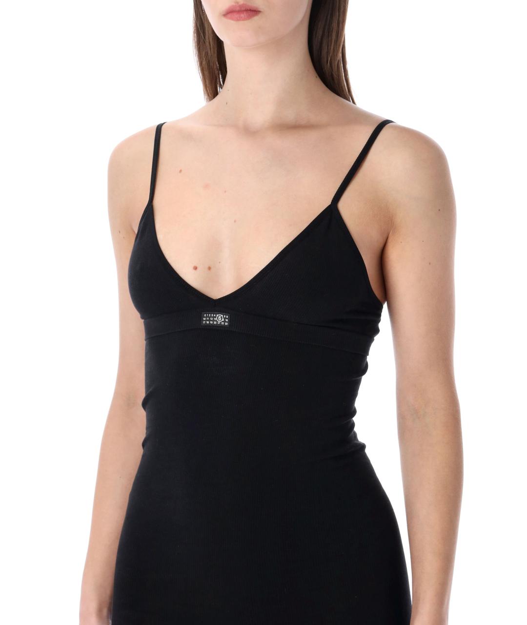 MM6 MAISON MARGIELA Черное хлопковое повседневное платье, фото 3