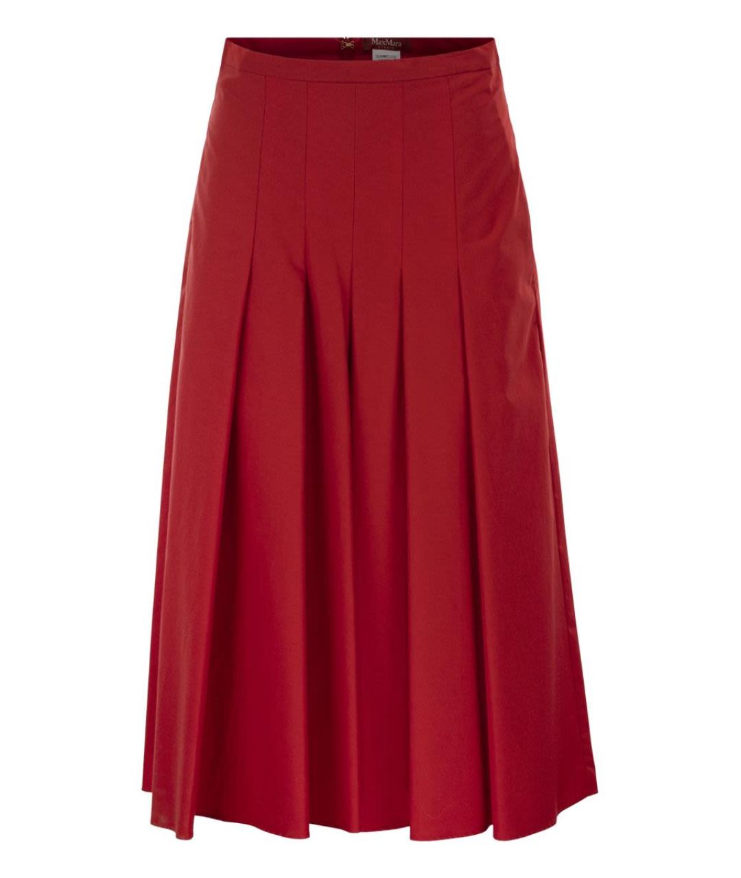 MAX MARA Красная хлопковая юбка миди, фото 1