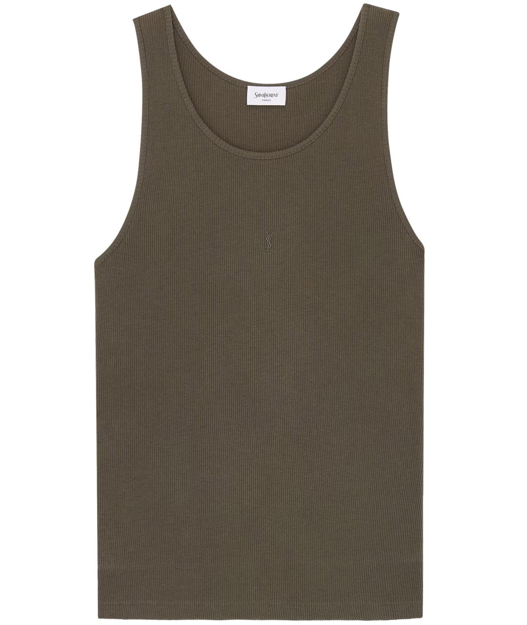 SAINT LAURENT Зеленая хлопковая майка, фото 1