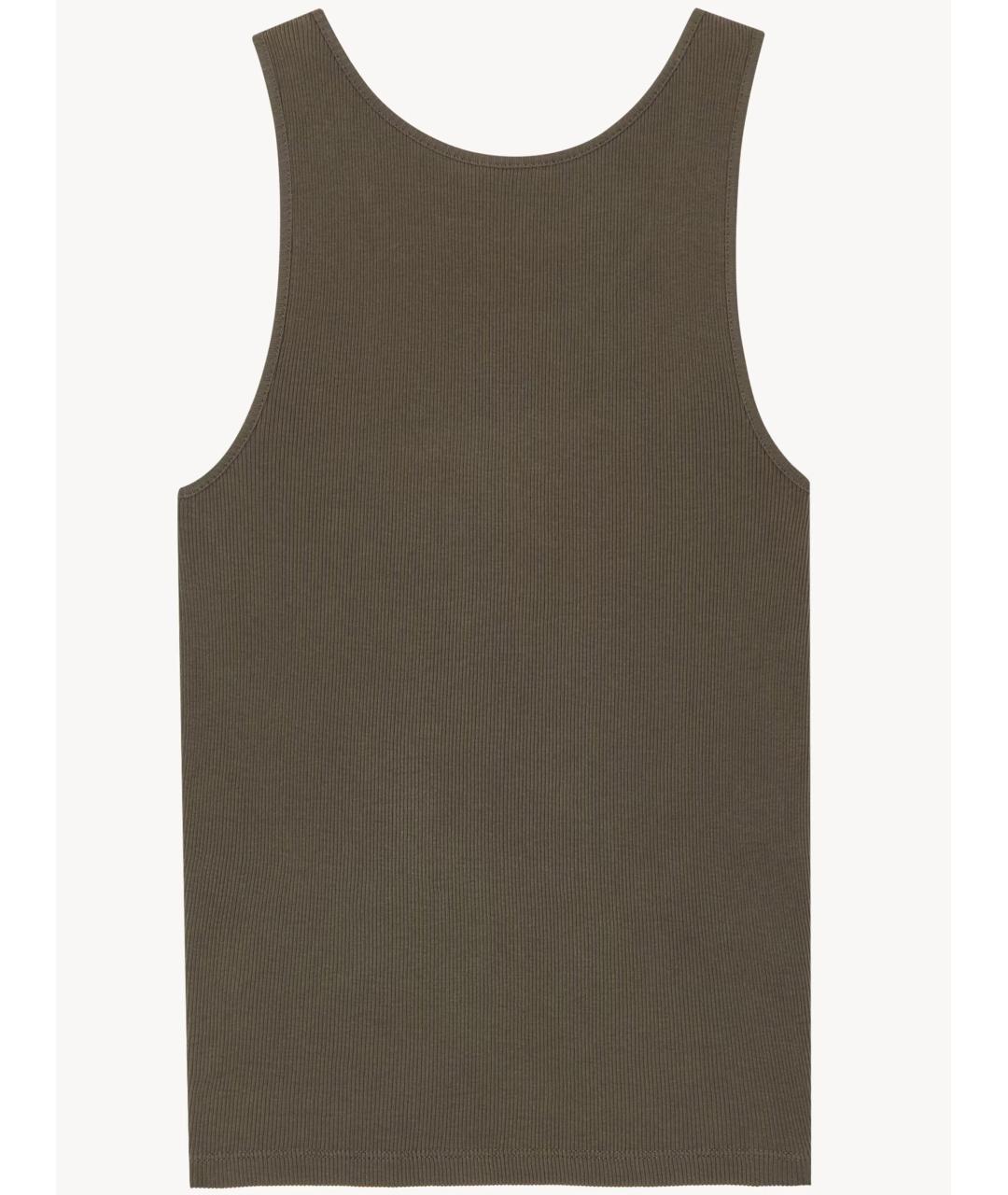 SAINT LAURENT Зеленая хлопковая майка, фото 2