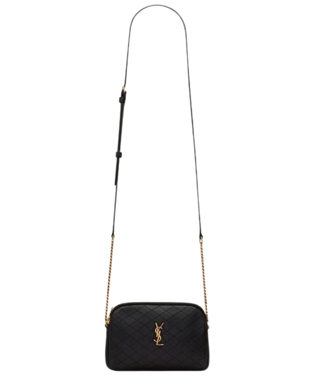 SAINT LAURENT Черная кожаная сумка через плечо, фото 1