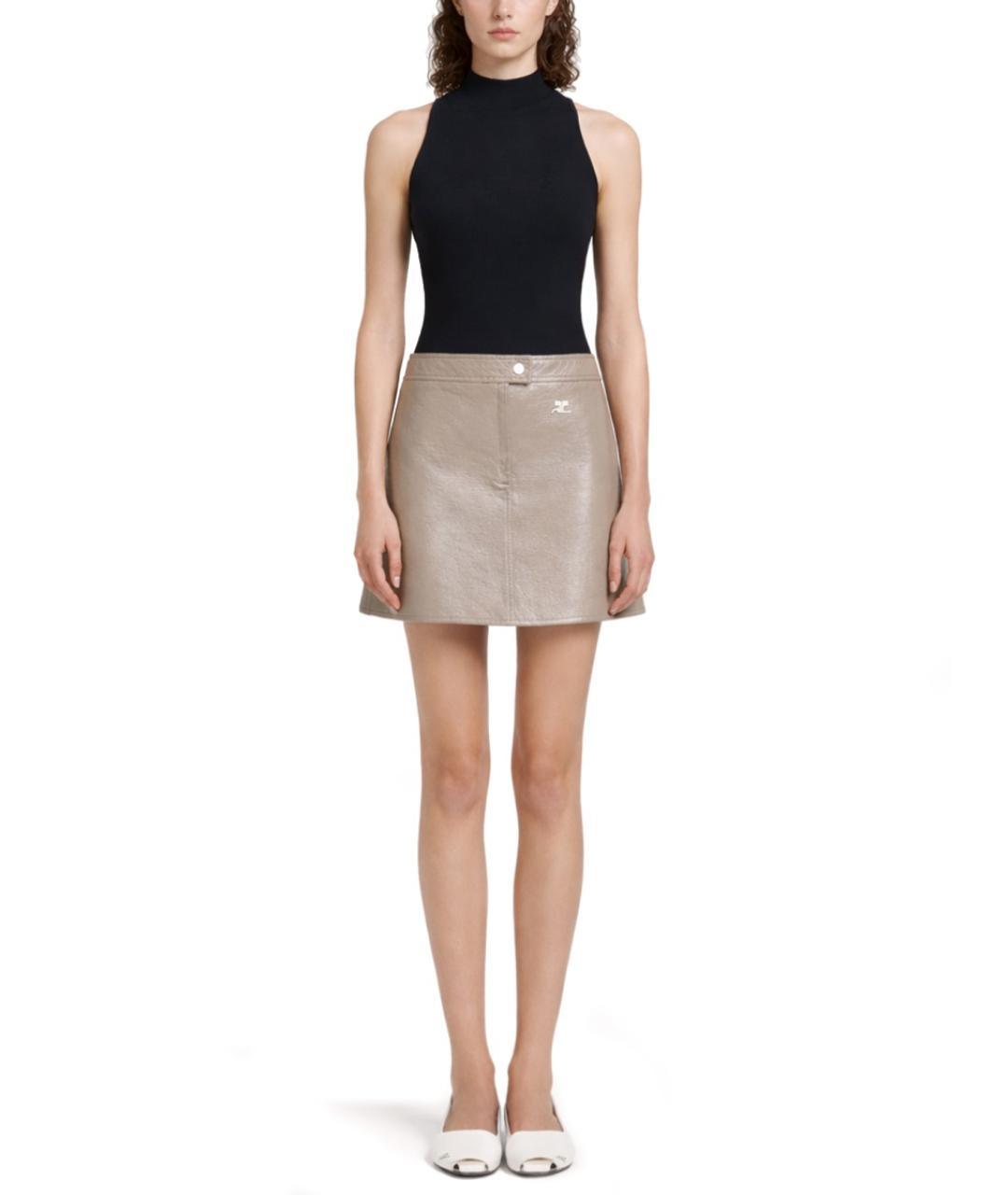 COURREGES Коричневая хлопковая юбка мини, фото 2