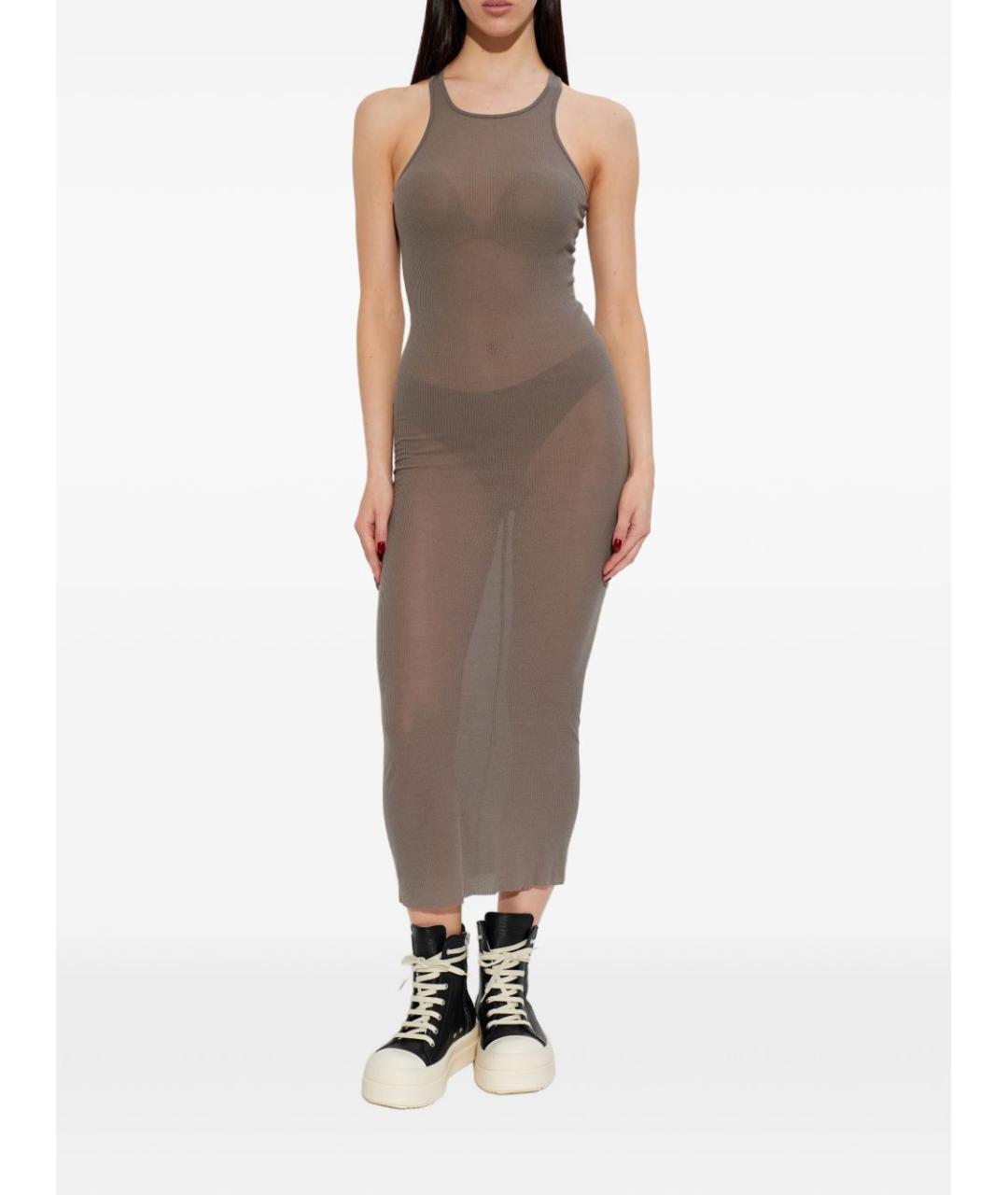 RICK OWENS Серое шелковое повседневное платье, фото 4