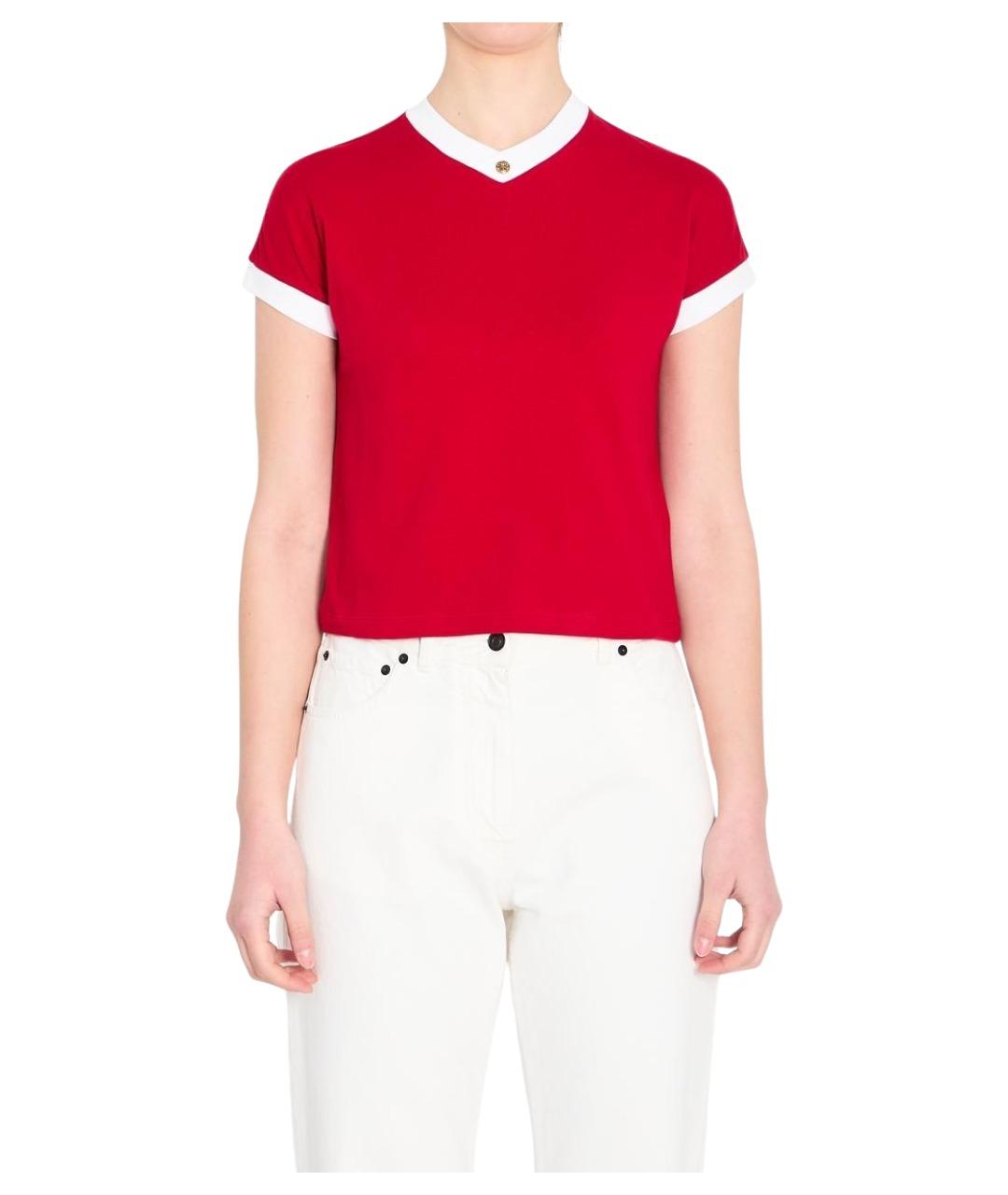 VERSACE Красная хлопковая футболка, фото 1