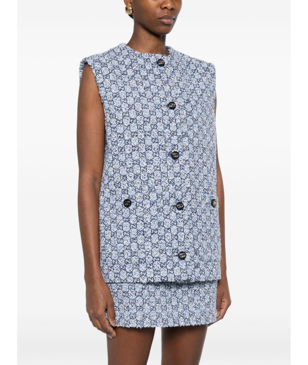 GUCCI Голубой хлопковый жилет, фото 5