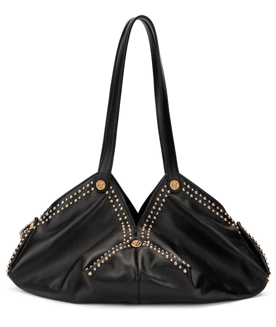 VERSACE Черная кожаная сумка через плечо, фото 1