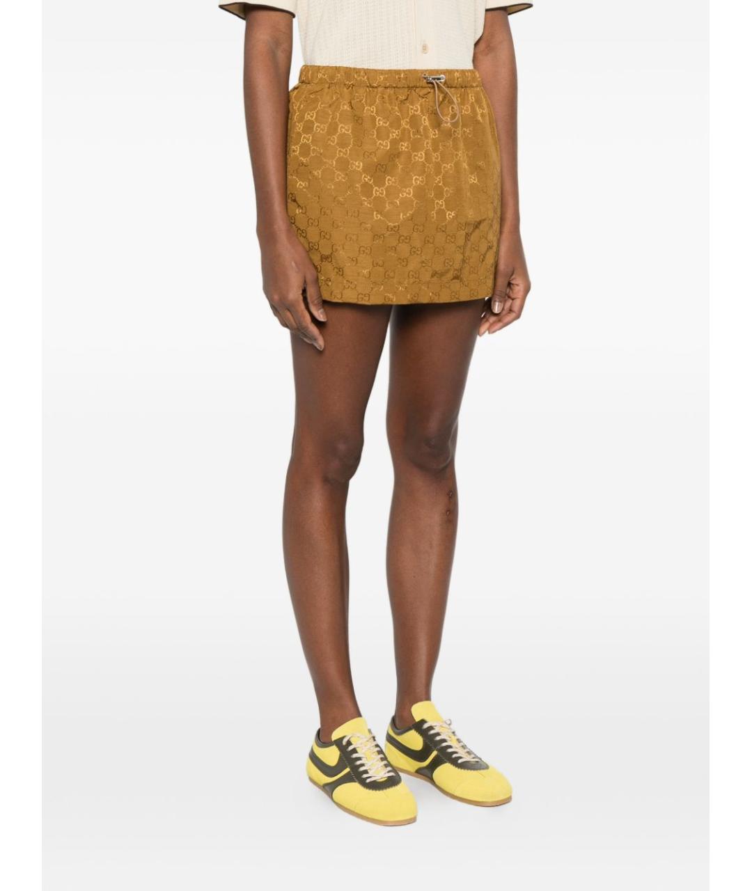 GUCCI Коричневая полиамидовая юбка мини, фото 5