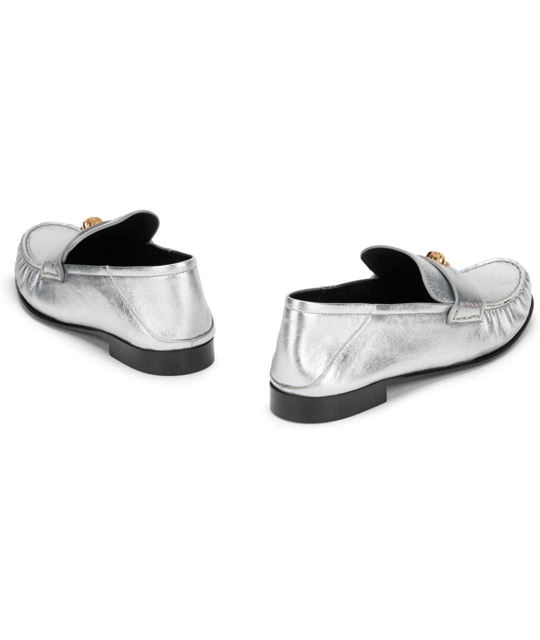 VERSACE Серебряные кожаные лоферы, фото 4