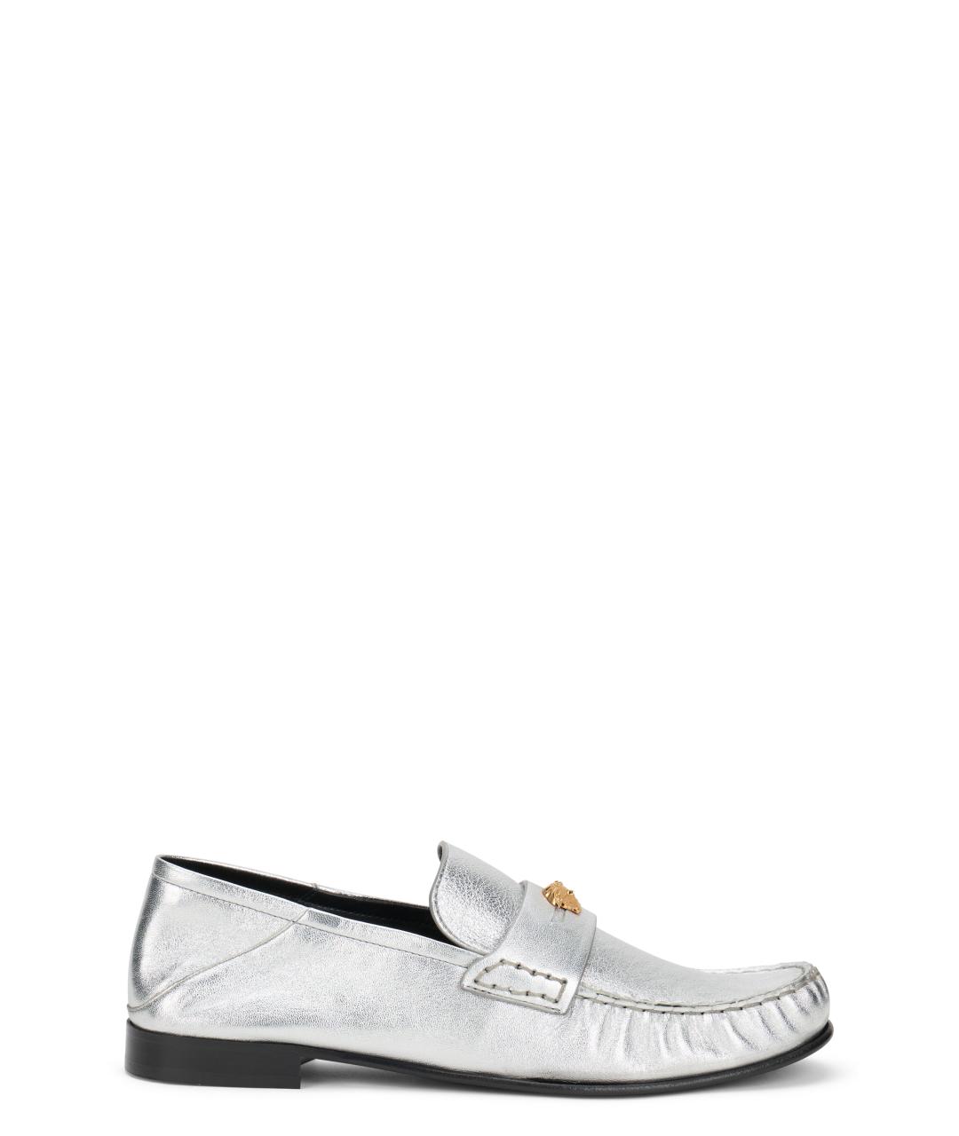 VERSACE Серебряные кожаные лоферы, фото 1