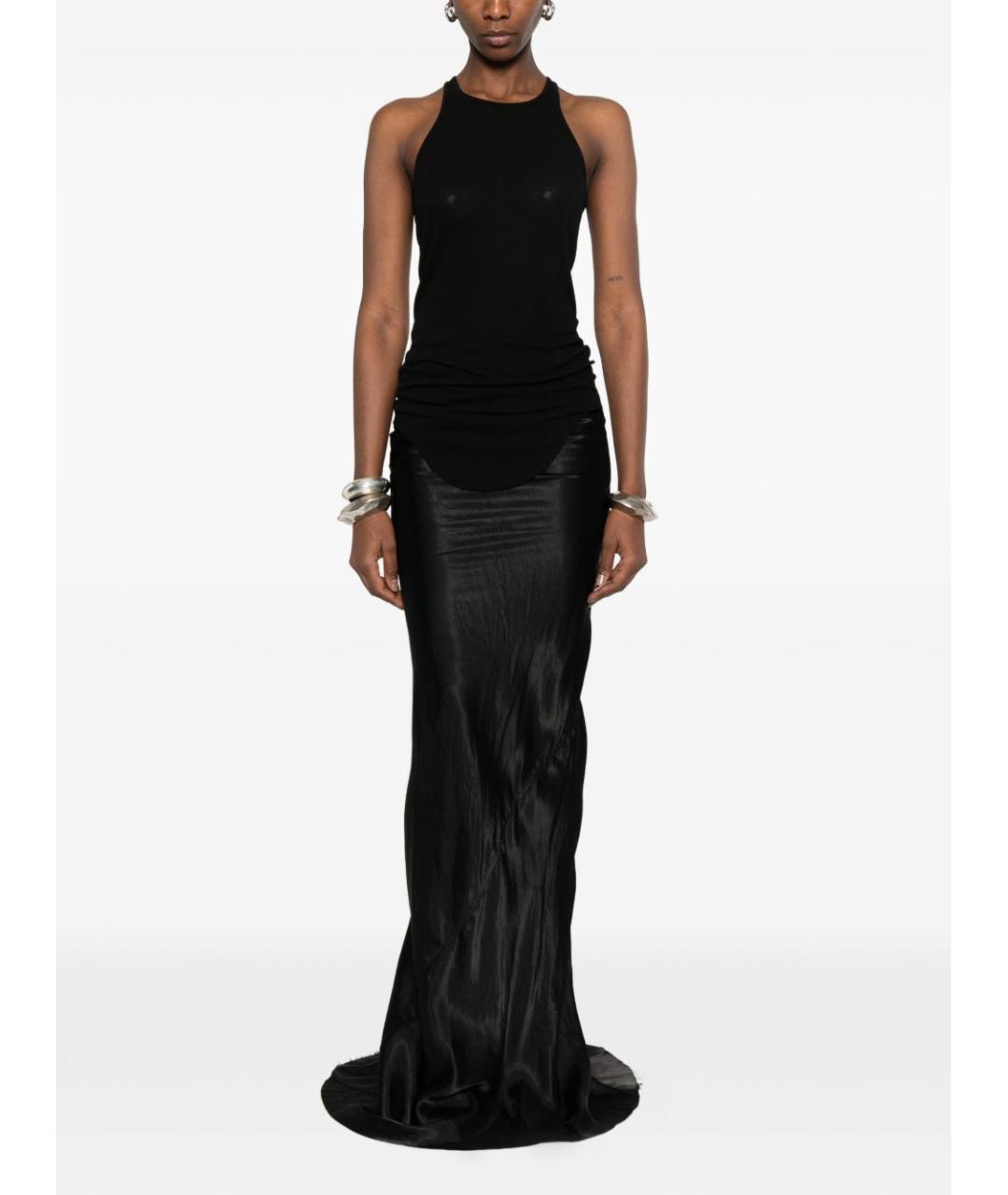 RICK OWENS Черная хлопковая юбка миди, фото 5