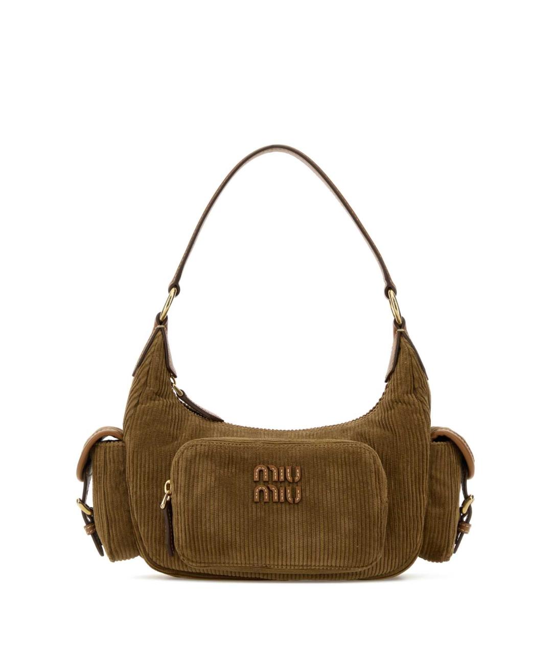 MIU MIU Бежевая тканевая сумка через плечо, фото 3