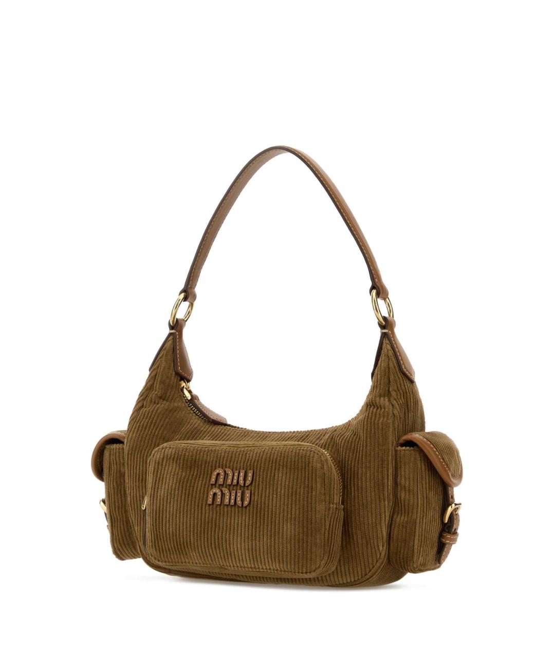 MIU MIU Бежевая тканевая сумка через плечо, фото 2