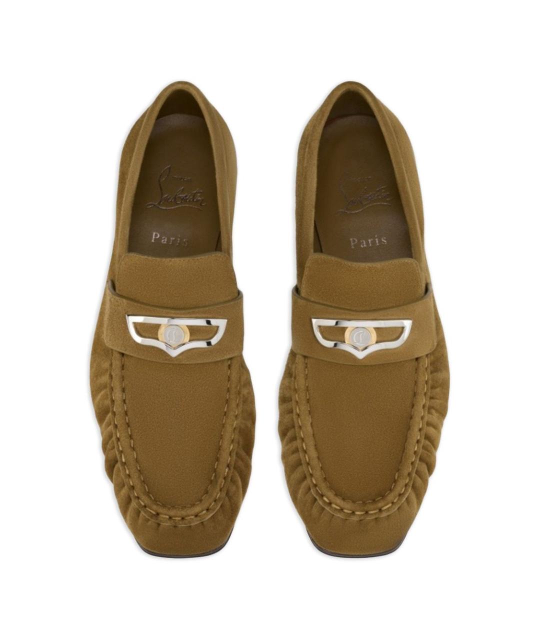 CHRISTIAN LOUBOUTIN Коричневые замшевые лоферы, фото 4