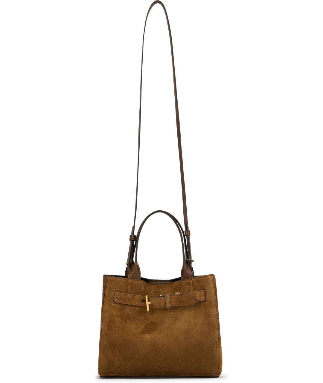 TOM FORD Коричневая замшевая сумка тоут, фото 5