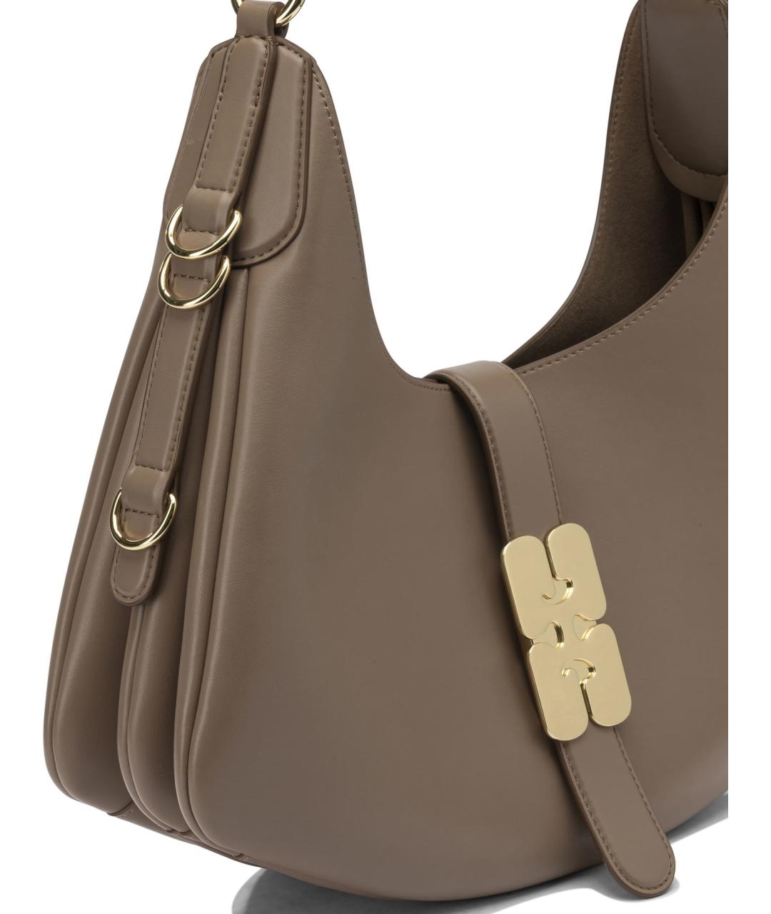 GANNI Коричневая кожаная сумка через плечо, фото 4