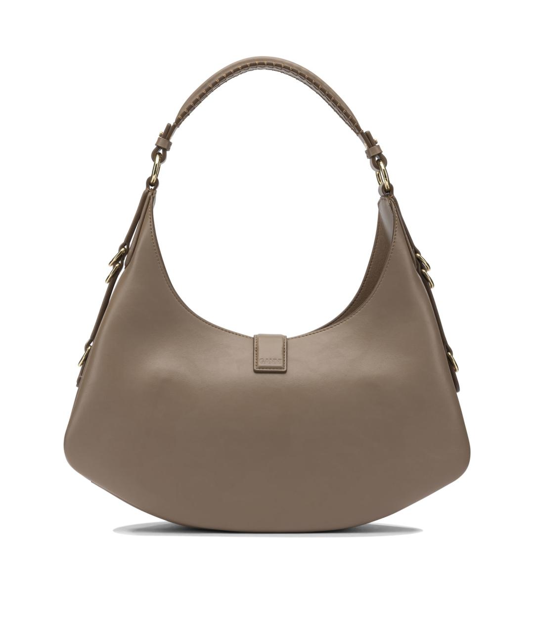 GANNI Коричневая кожаная сумка через плечо, фото 3