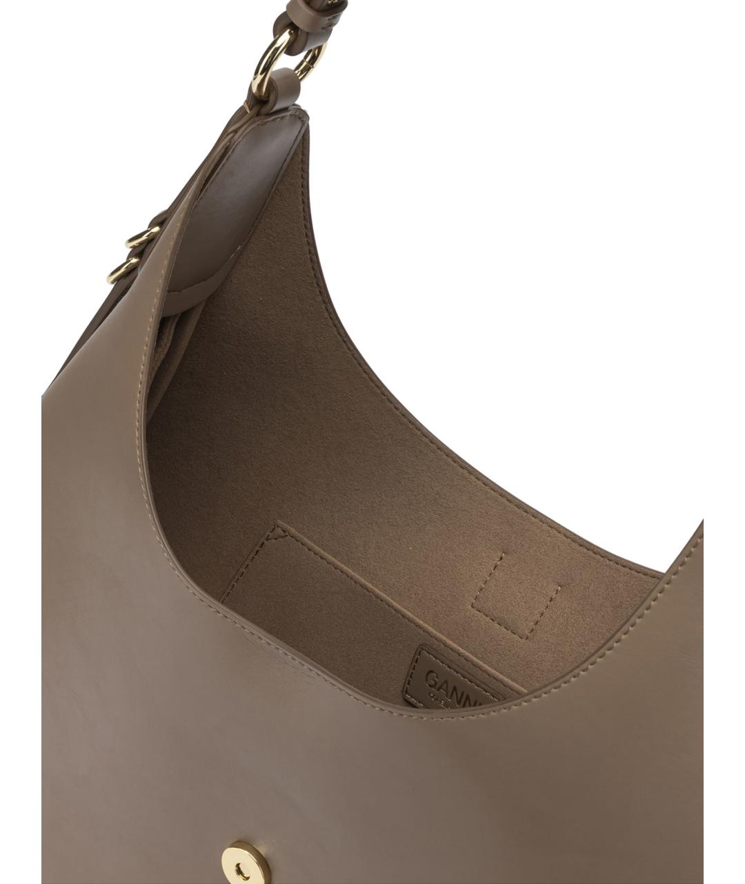 GANNI Коричневая кожаная сумка через плечо, фото 5