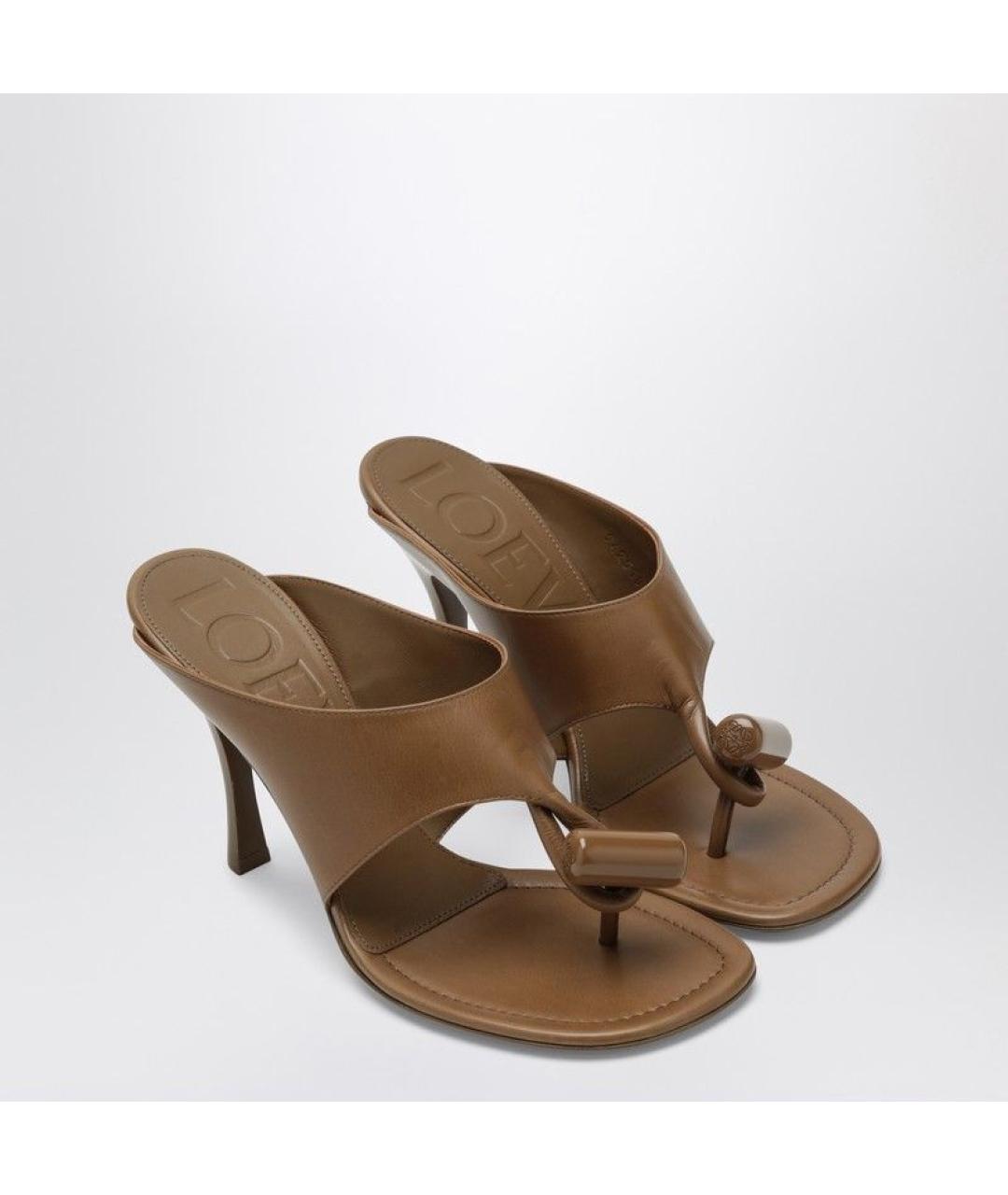 LOEWE Бежевые кожаные сандалии, фото 2