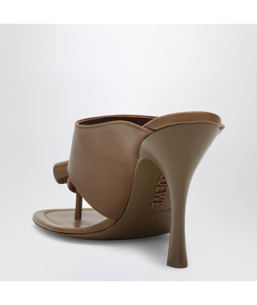 LOEWE Бежевые кожаные сандалии, фото 3