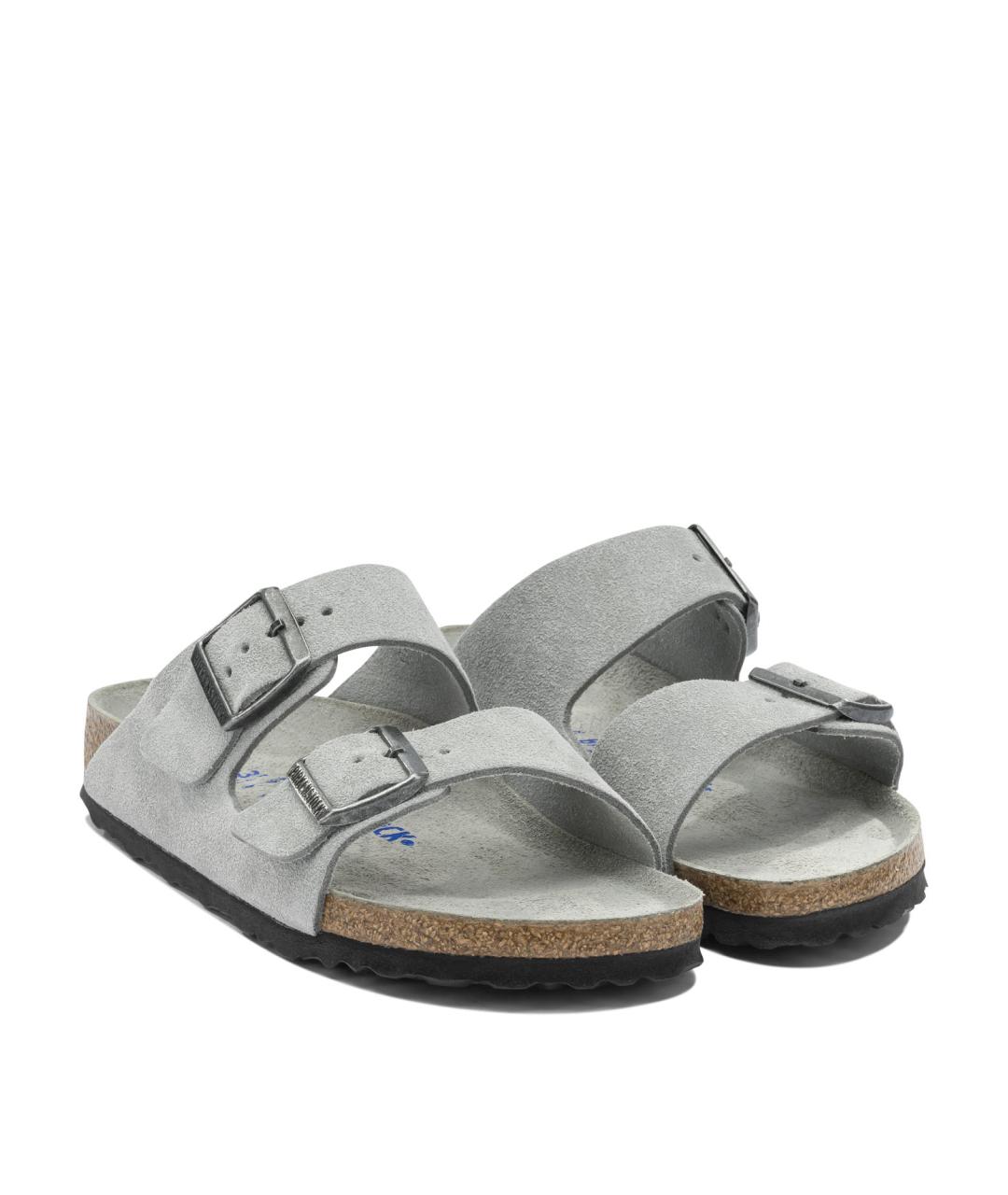 BIRKENSTOCK Серые кожаные сандалии, фото 2
