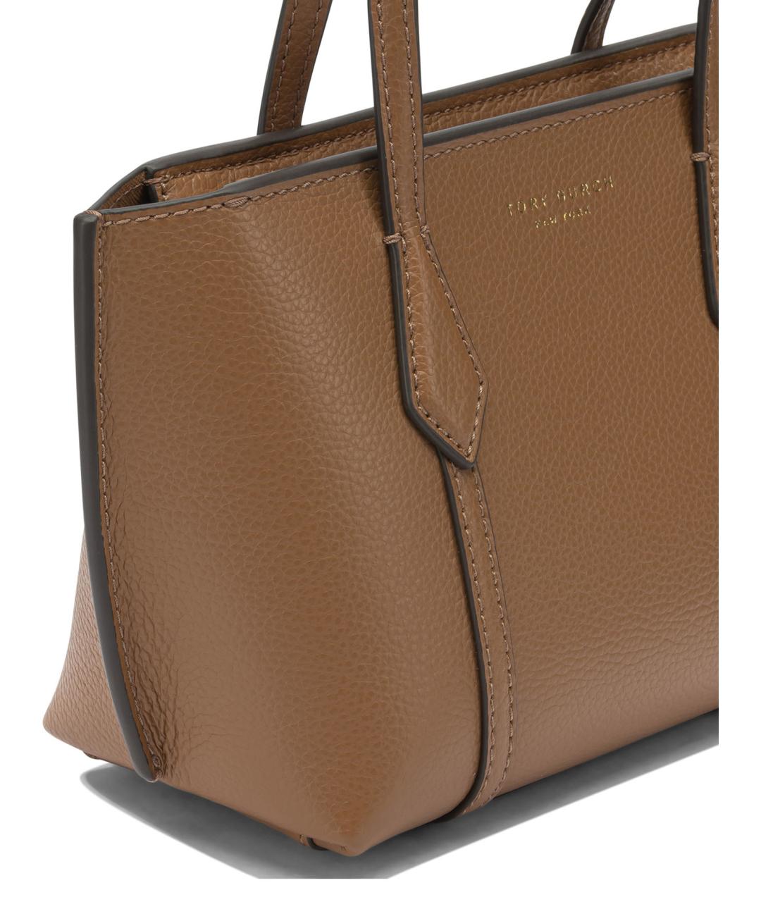 TORY BURCH Коричневая кожаная сумка с короткими ручками, фото 4